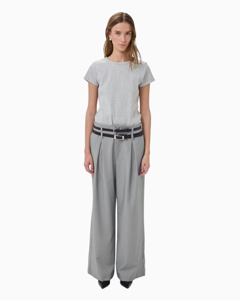 My Essential Wardrobe Hanna Luna High Wide Pant light grey front view