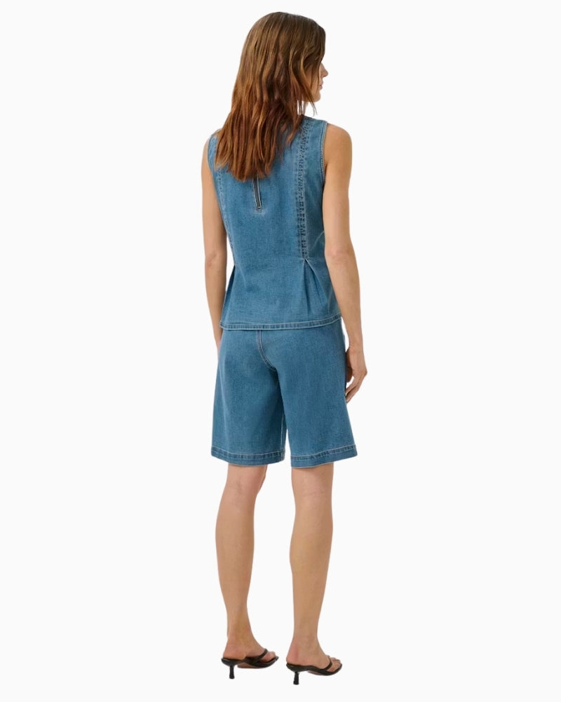 My Essential Wardrobe Lara denim top back view zip detail