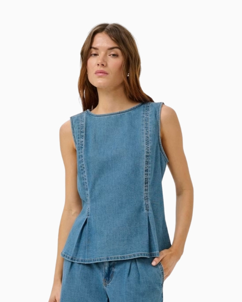 My Essential Wardrobe Lara denim top front view
