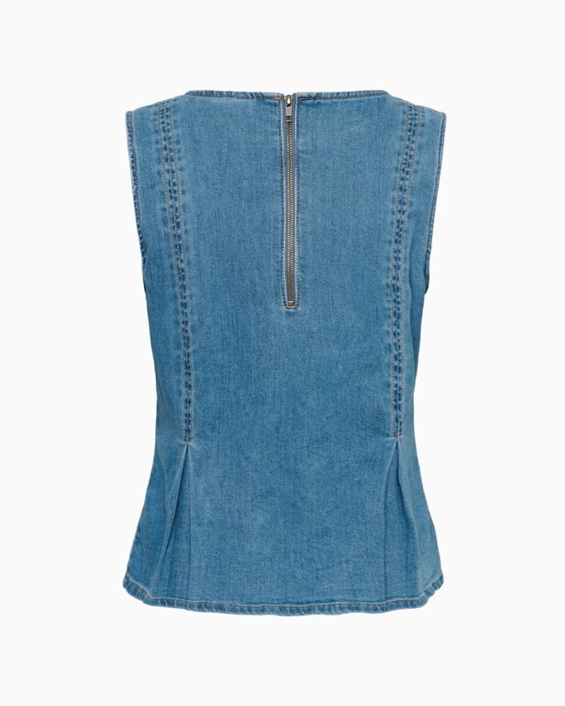 My Essential Wardrobe Lara denim top zip detail back view