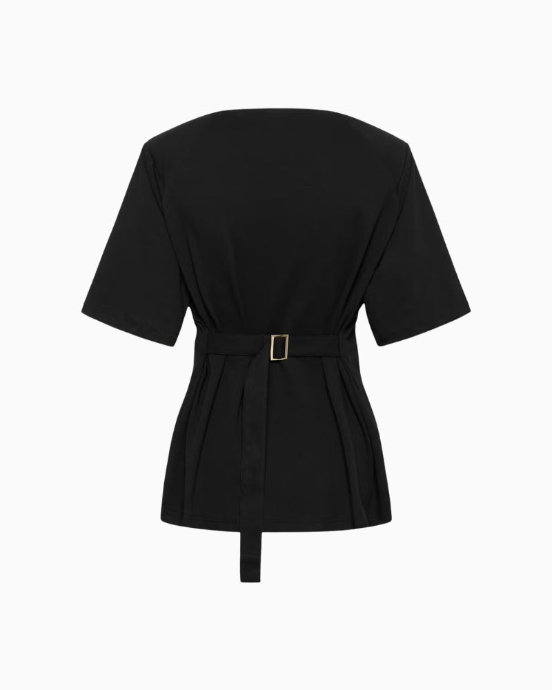 My Essential Wardrobe MWApir T-Shirt black back view belt detail