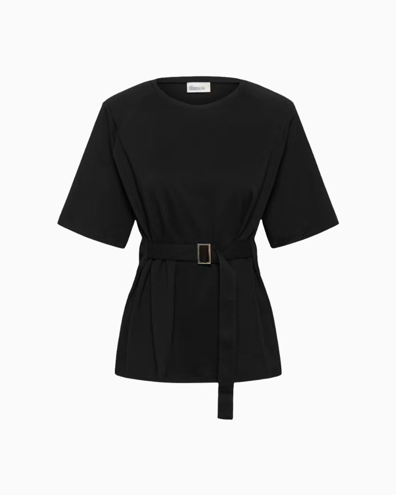 My Essential Wardrobe MWApir T-Shirt black flat lay front view