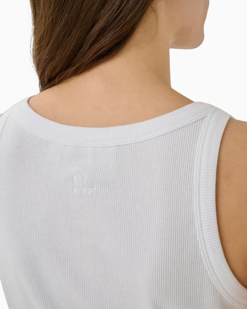 My Essential Wardrobe MWMandy Top white ribbed fabric close-up