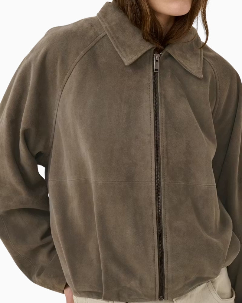 My Essential Wardrobe MWPetra Suede Jacket major brown collar detail