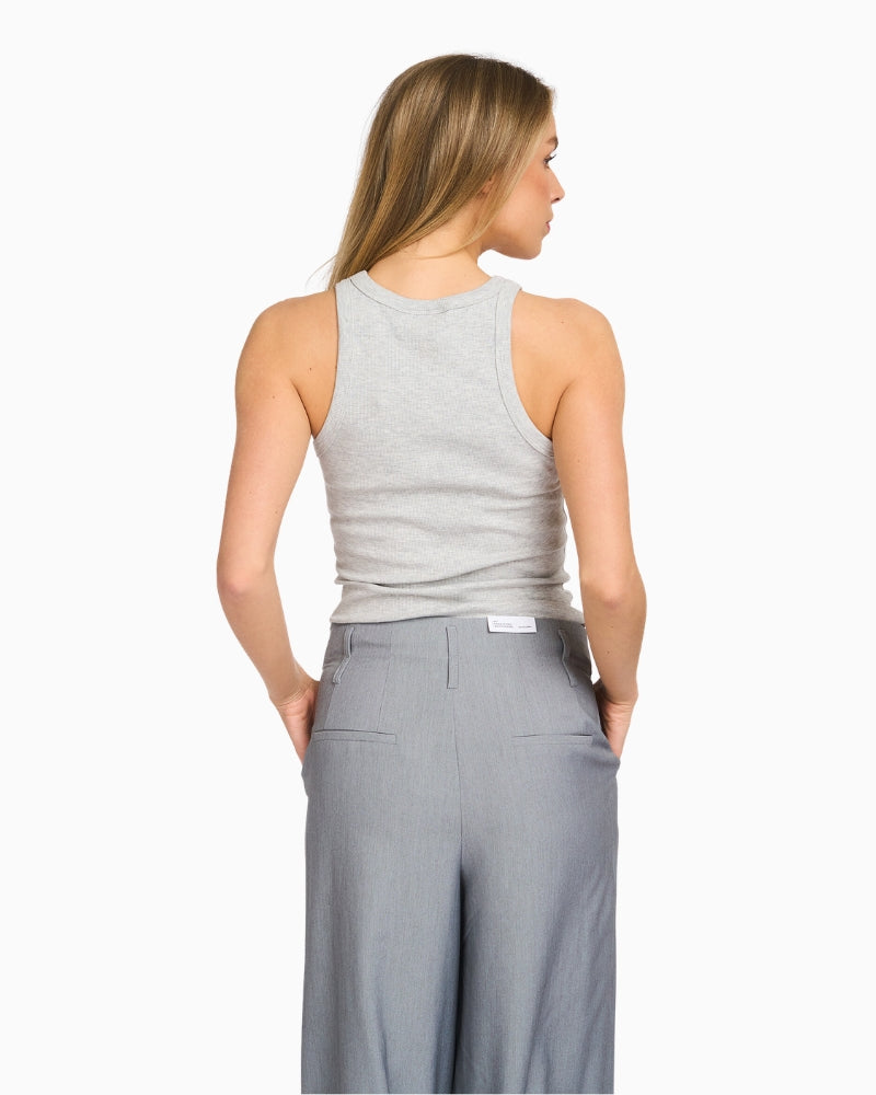 My Essential Wardrobe Mandy Rib Top light grey back view