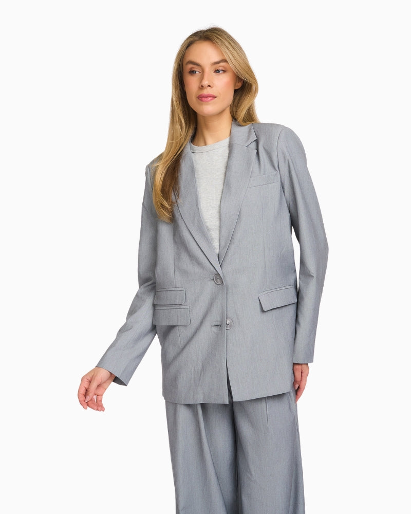 My Essential Wardrobe Mandy Rib Top light grey front view