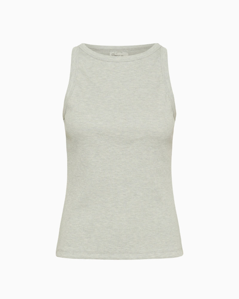 My Essential Wardrobe Mandy Rib Top light grey rib detail