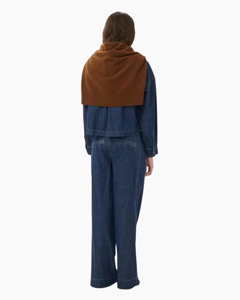 My Essential Wardrobe Solia Denim Shirt in Dark Denim back view