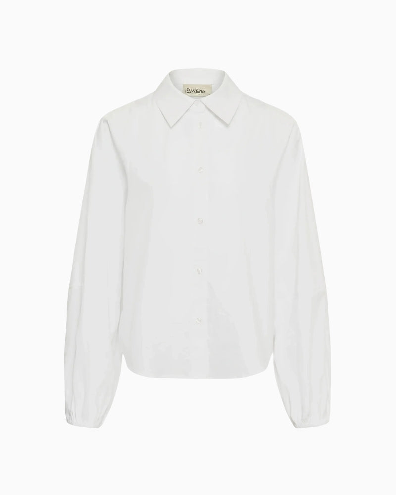 My Essential Wardrobe Sunna Balloon Sleeve Shirt in White front view