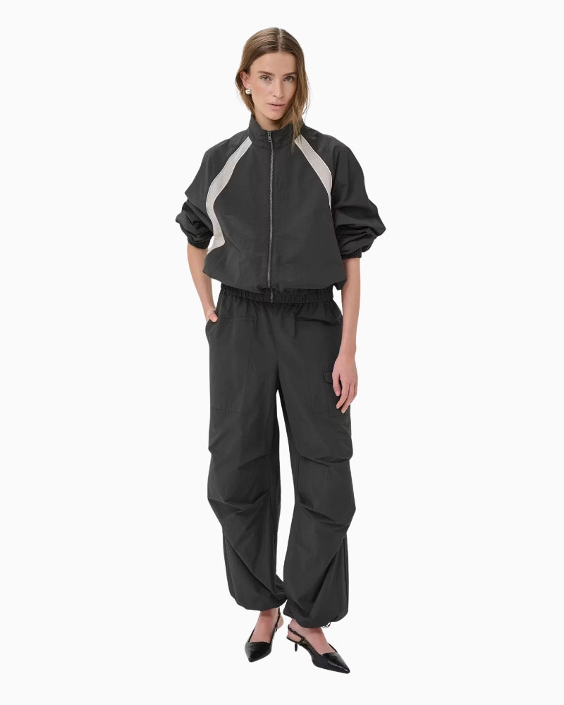 My Essential Wardrobe Tasma Track Jacket dark grey full front view