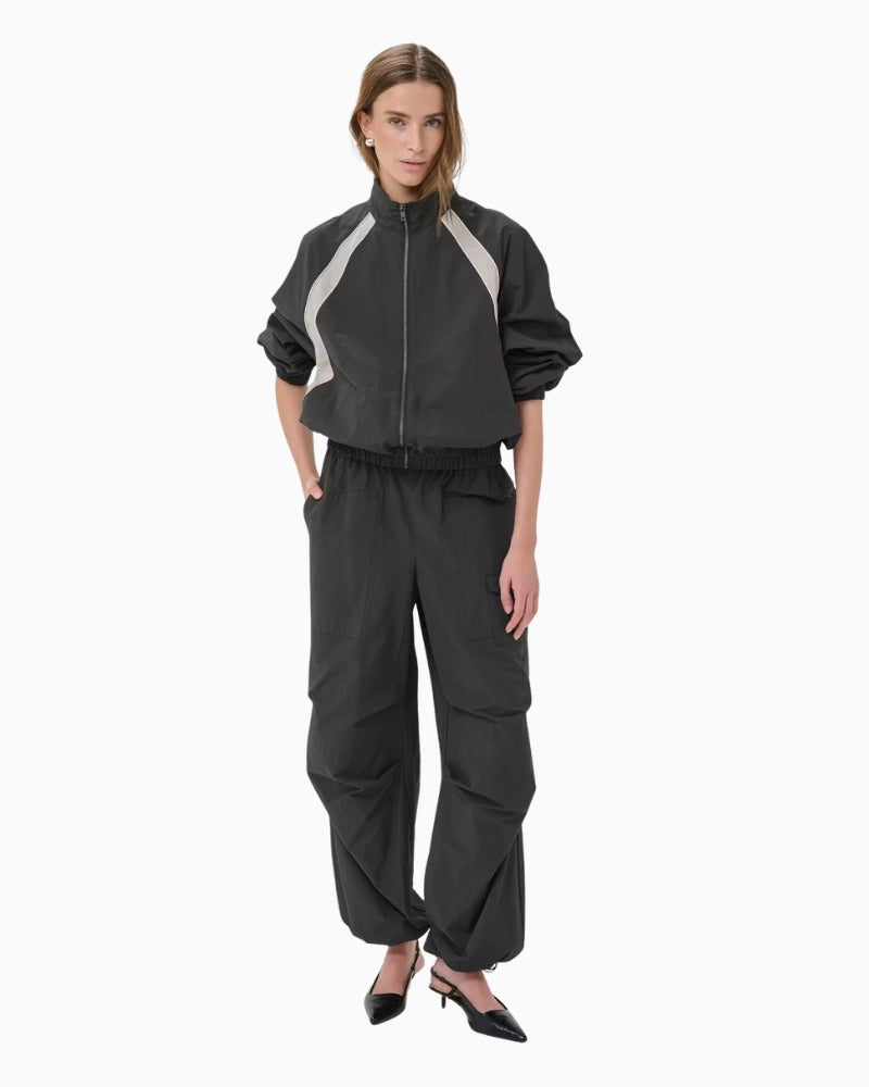 My Essential Wardrobe Tasma Track Pant dark grey full front view