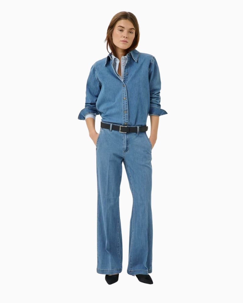 My Essential Wardrobe The Lara 115 Pant light denim full front view