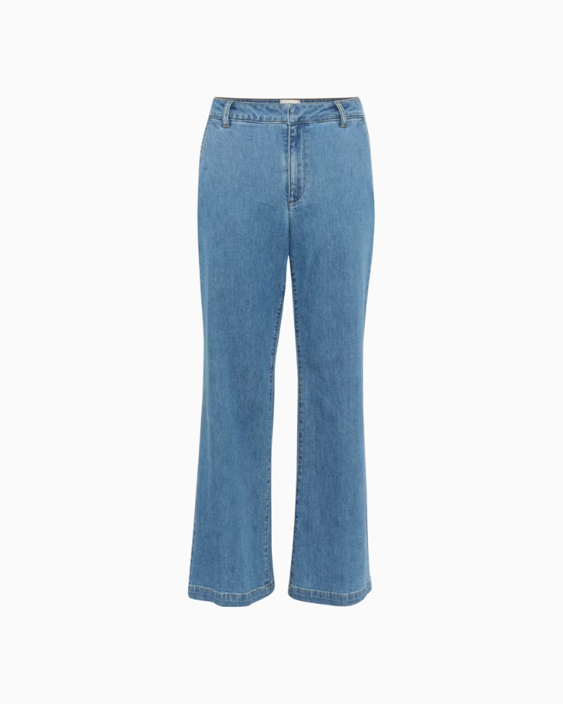 My Essential Wardrobe The Lara 115 Pant light denim waist detail