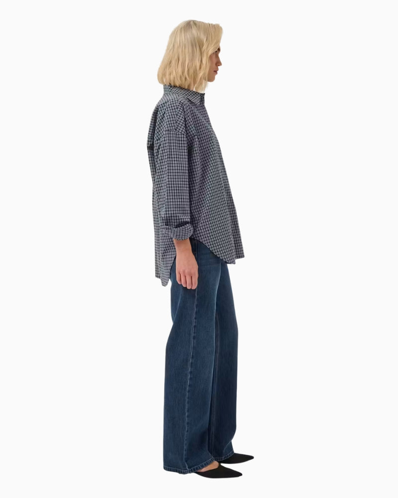 My Essential Wardrobe The Louis High Wide Jeans in Dark Denim side view