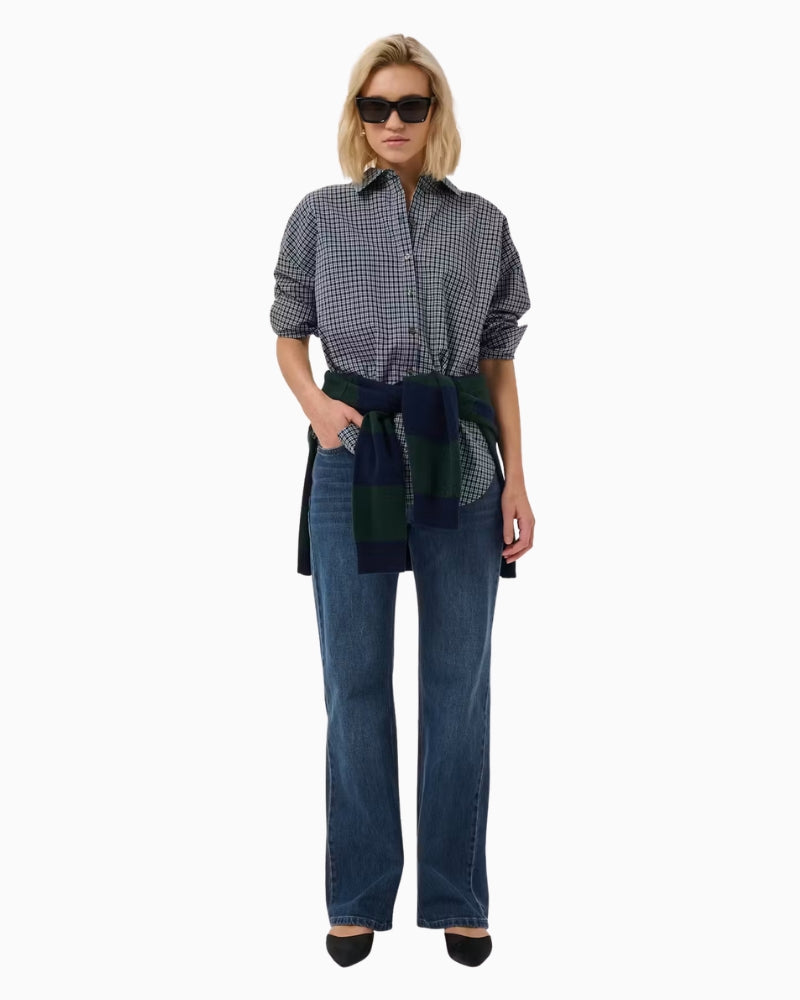 My Essential Wardrobe The Louis High Wide Jeans in Dark Denim styled view