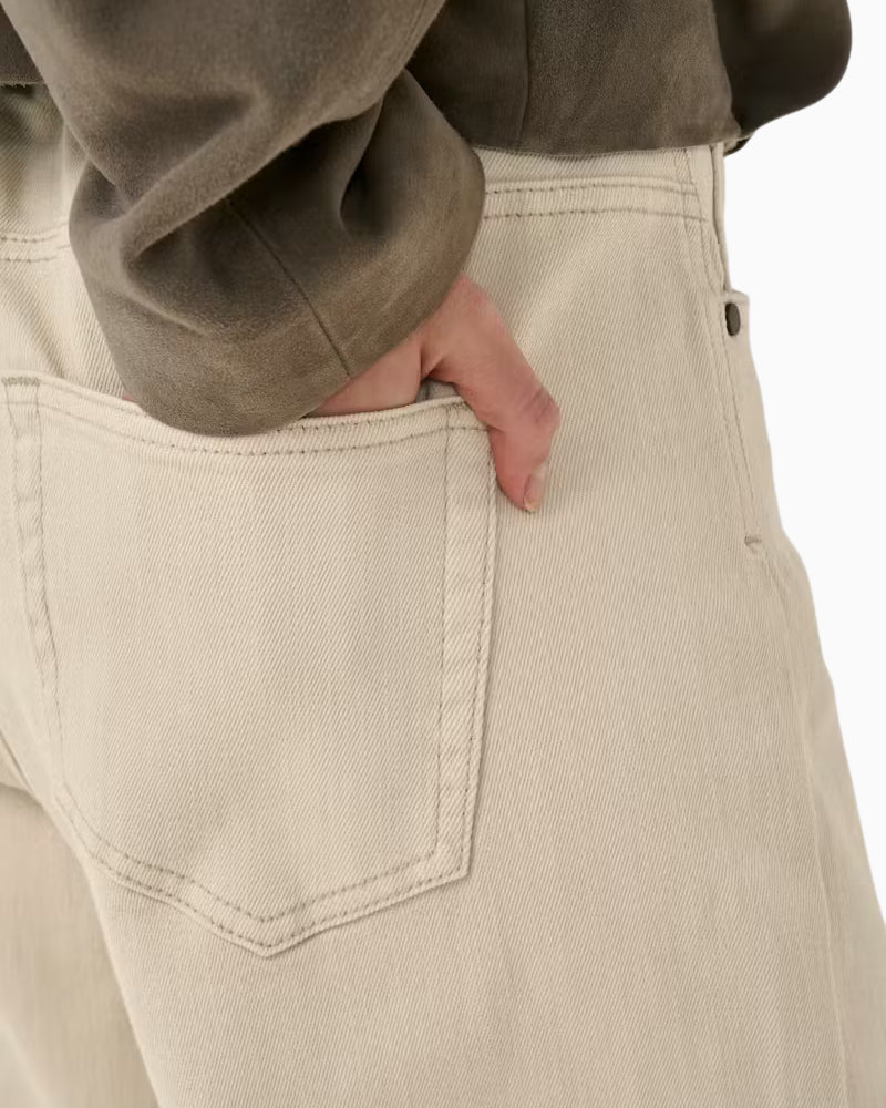 My Essential Wardrobe The Louis High Wide Jeans oatmeal pocket detail