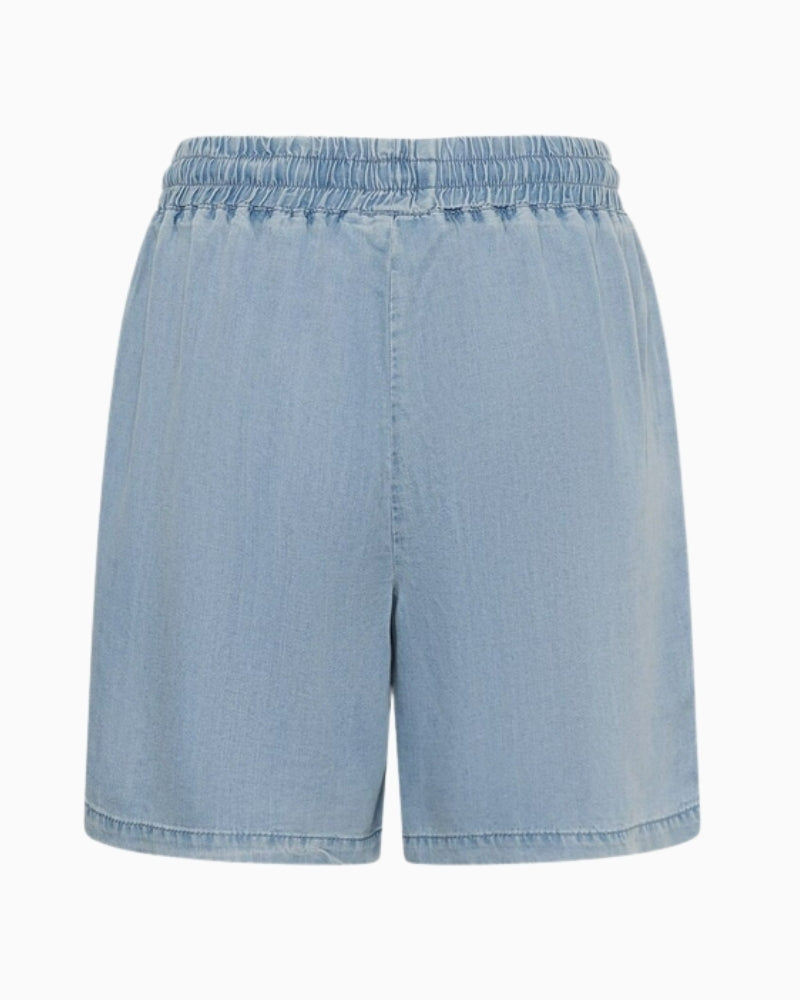 My Essential Wardrobe light denim shorts back view relaxed fit