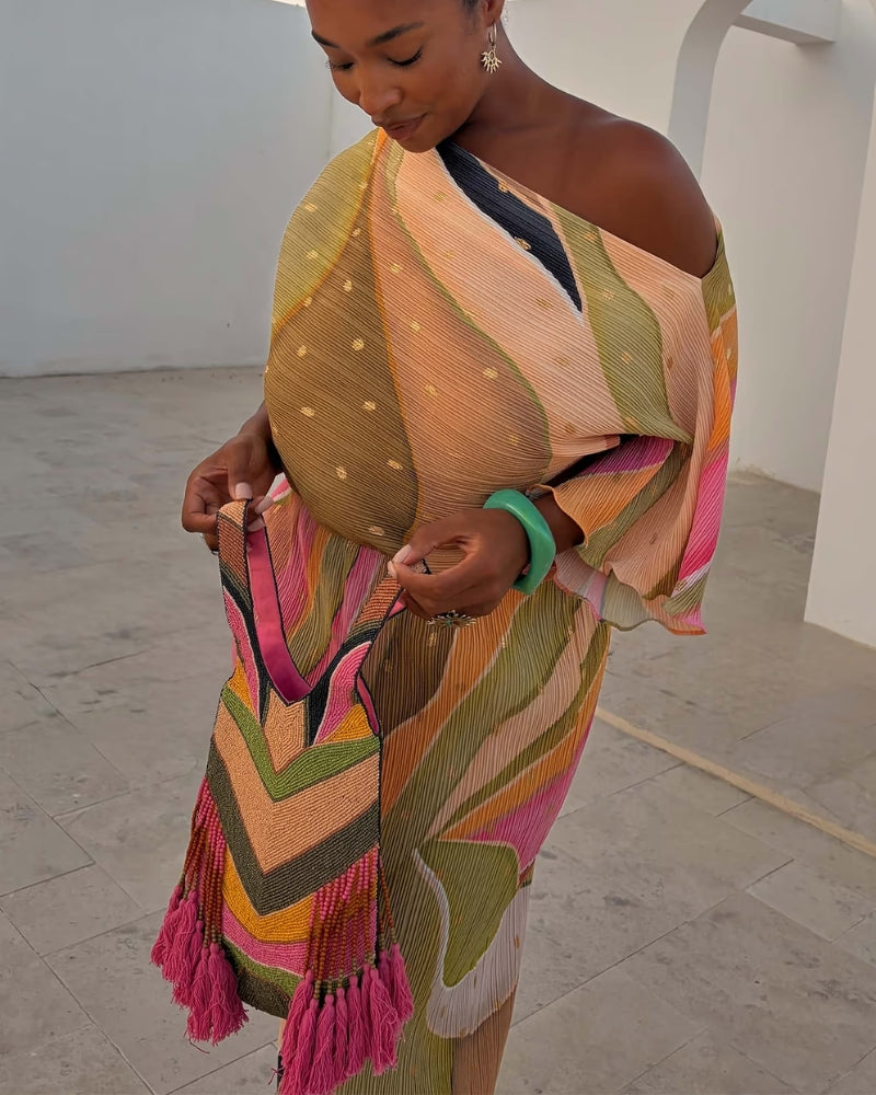 Never Fully Dressed Abstract Tilly Dress metallic fleck print detail