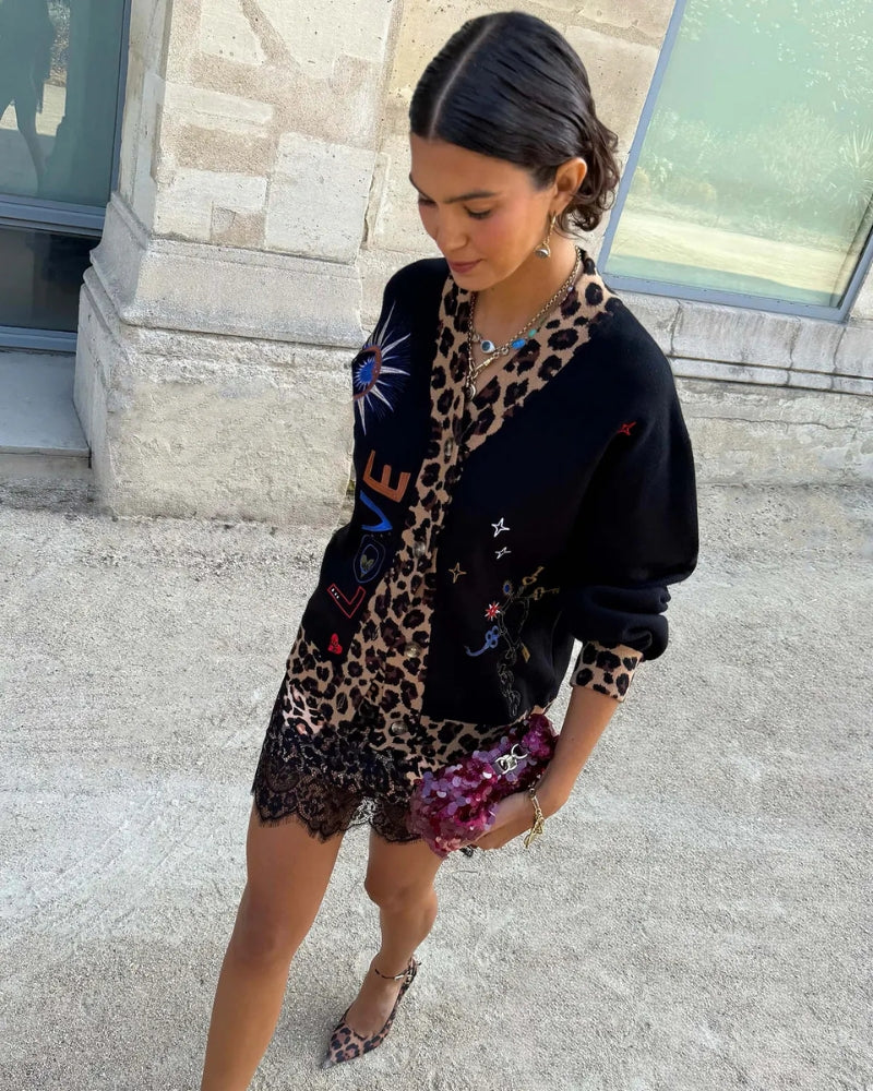 Never Fully Dressed Amore Astrid Cardigan in black cuff detail