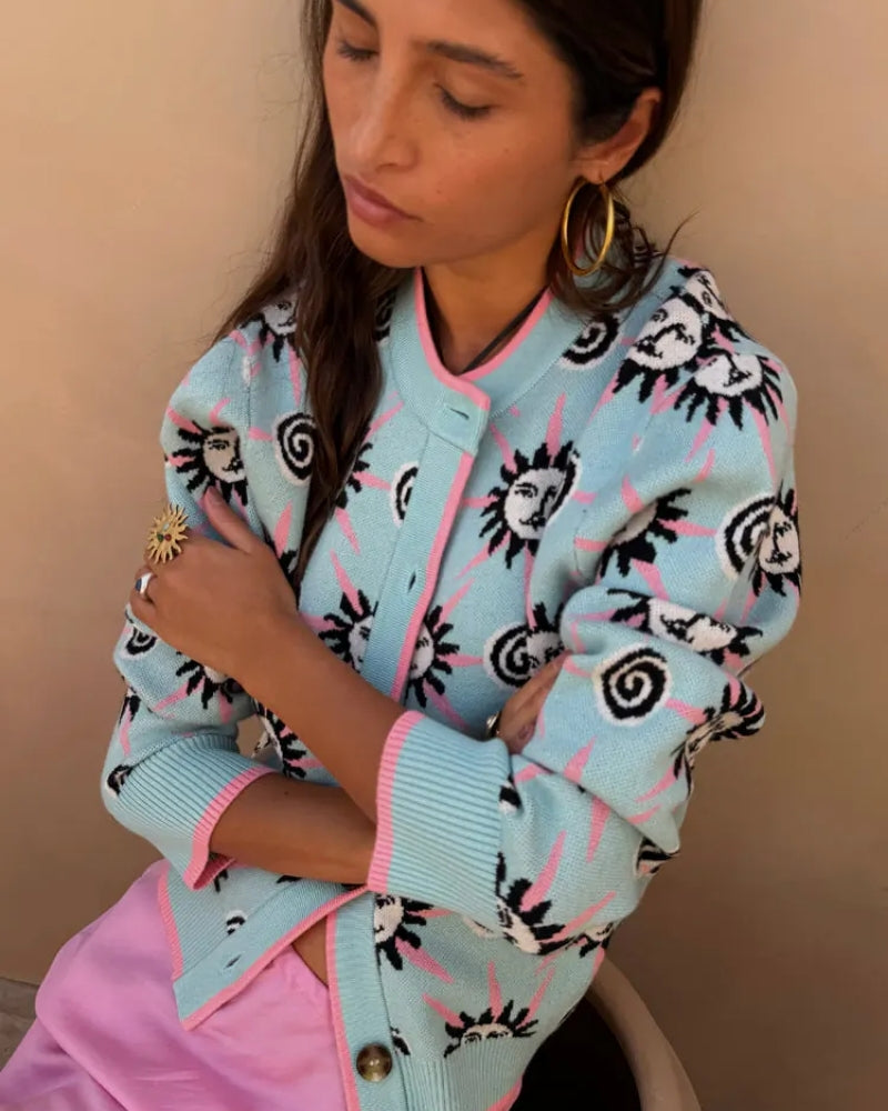 Never Fully Dressed Blue Sun Hollie Cardigan blue styled outfit