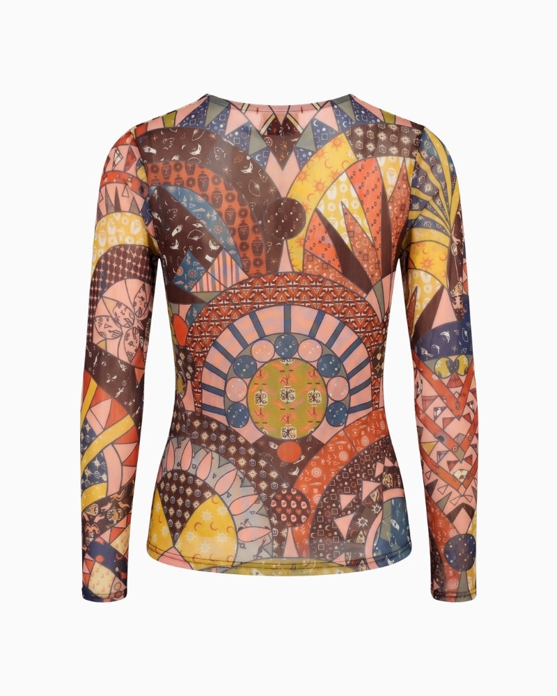 Never Fully Dressed Casablanca Mest Top in Multi back view