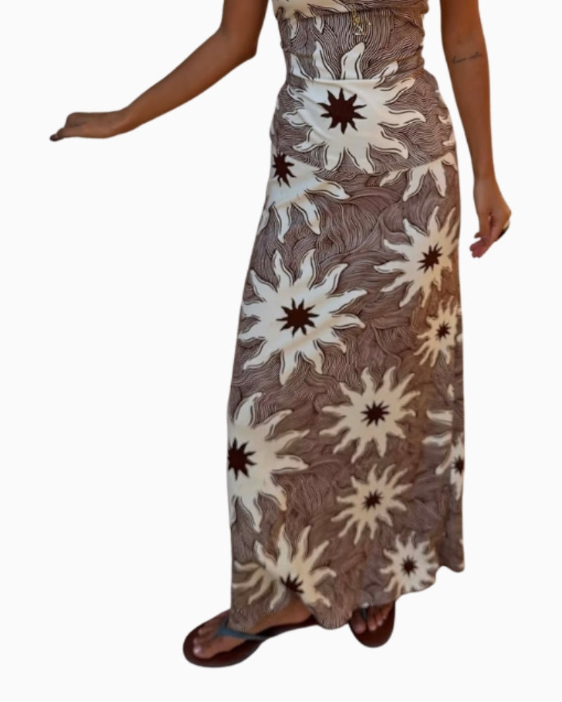 Never Fully Dressed Chocolate Soleil Dorris skirt brown front view