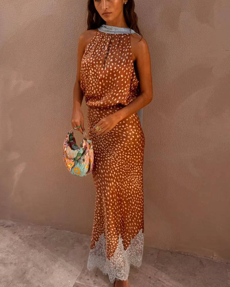 Never Fully Dressed Deer Print Maeva Skirt in brown print detail