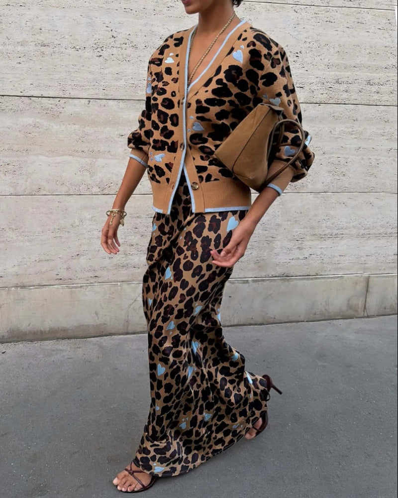 Never Fully Dressed Dorris Skirt in Leopard with blue heart print detail