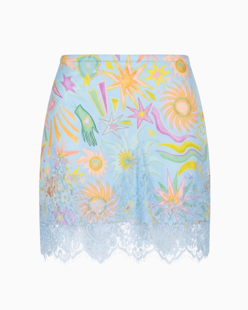 Never Fully Dressed Maeva Mini Skirt in blue front view