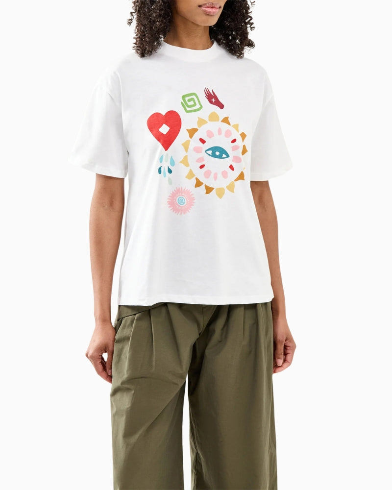 Never Fully Dressed Morocco Charms Graphic T-Shirt cream front view