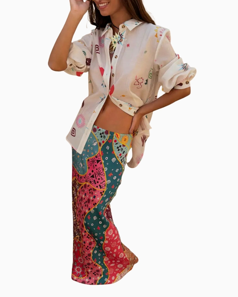 Never Fully Dressed Pastel Morocco Dorris Skirt multi print front view