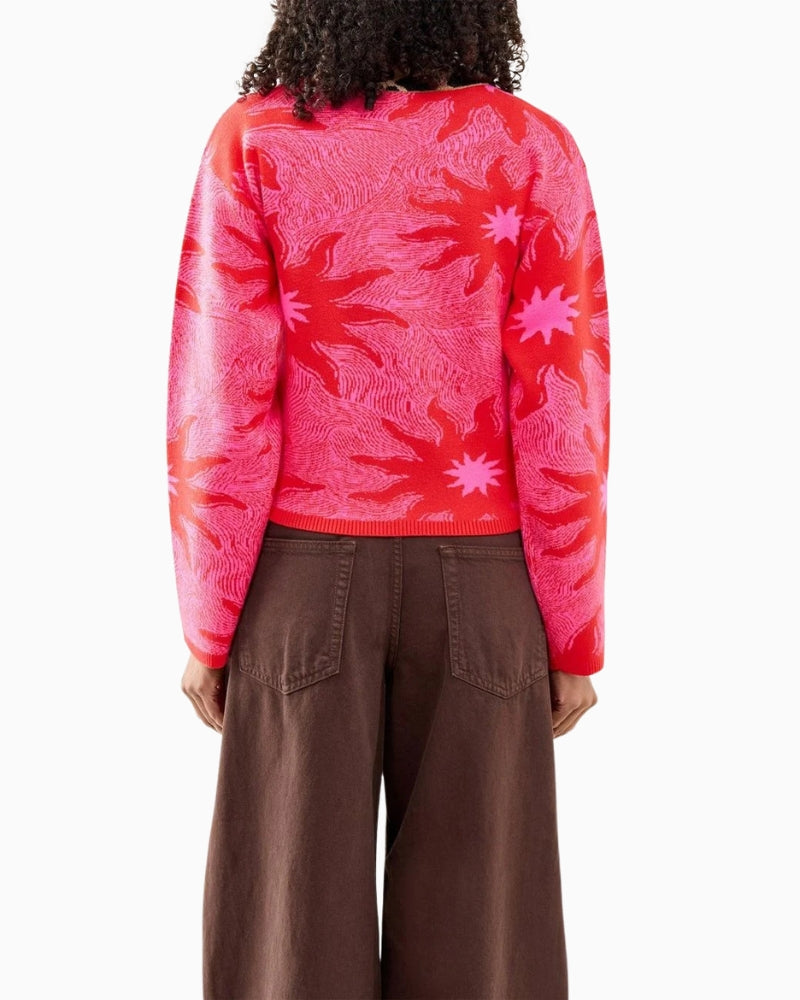 Never Fully Dressed Soleil Cardigan in red back view