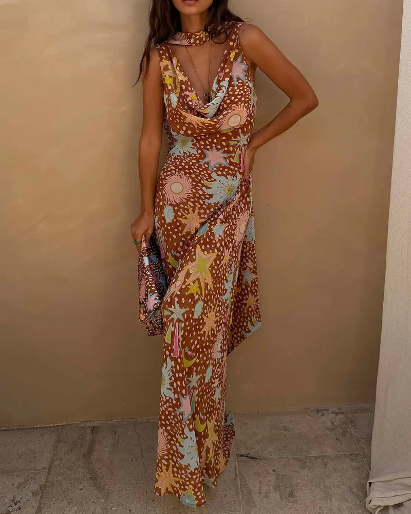 Never Fully Dressed brown dress full length view