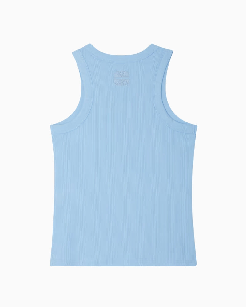 Never Fully Dressed ribbed tank top pale blue back view