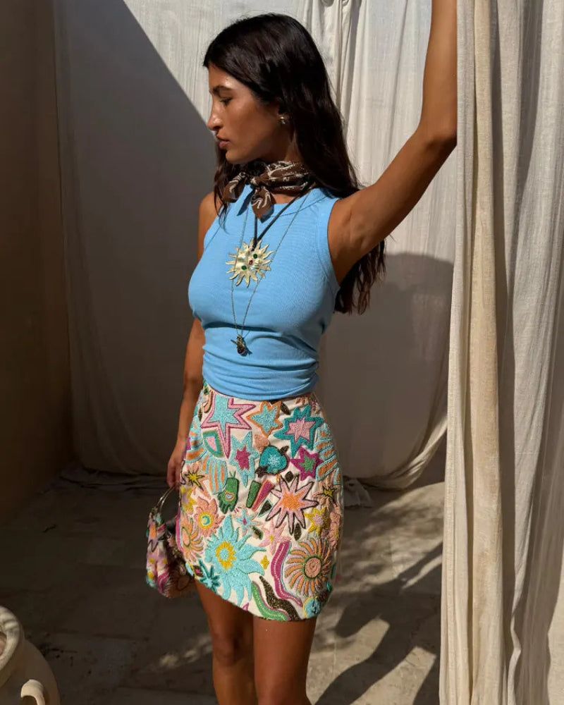 Never Fully Dressed ribbed tank top pale blue side view