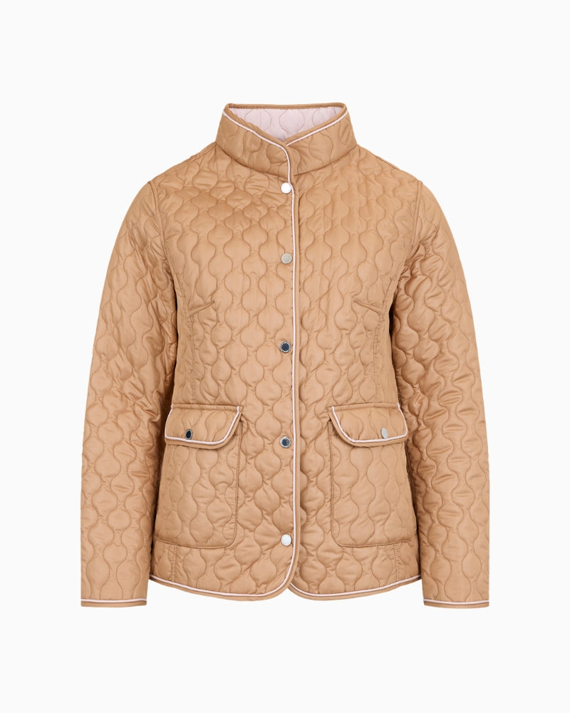 Normann reversible jacket camel pink front view plain side