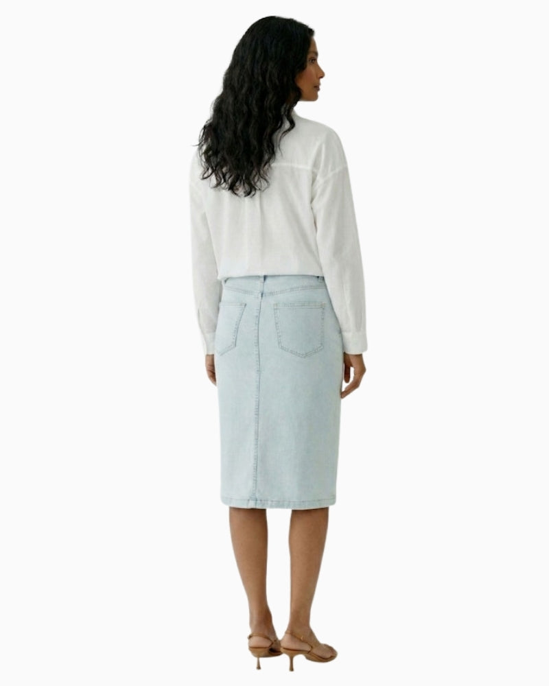 OUI Cotton Poplin Blouse in optic white back view