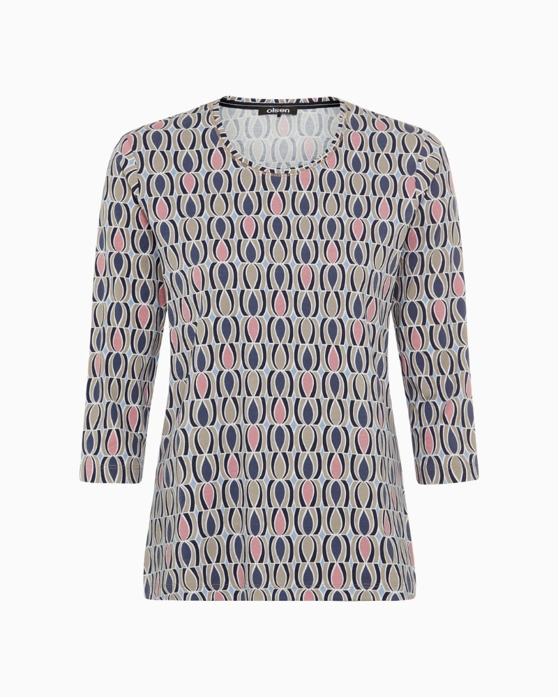 Olsen pink 3/4 sleeve cotton stretch T-shirt