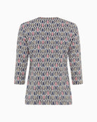 Back view of pink 3/4 sleeve crew neck T-shirt