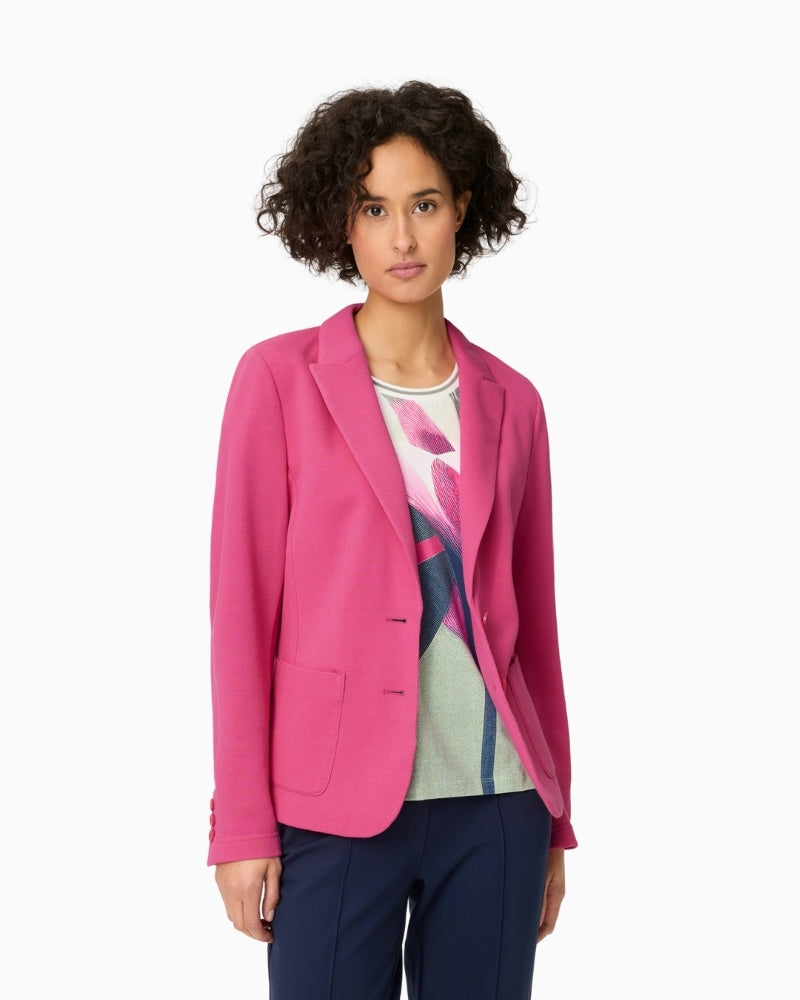 Olsen pink blazer front view worn by woman – Áines Boutique