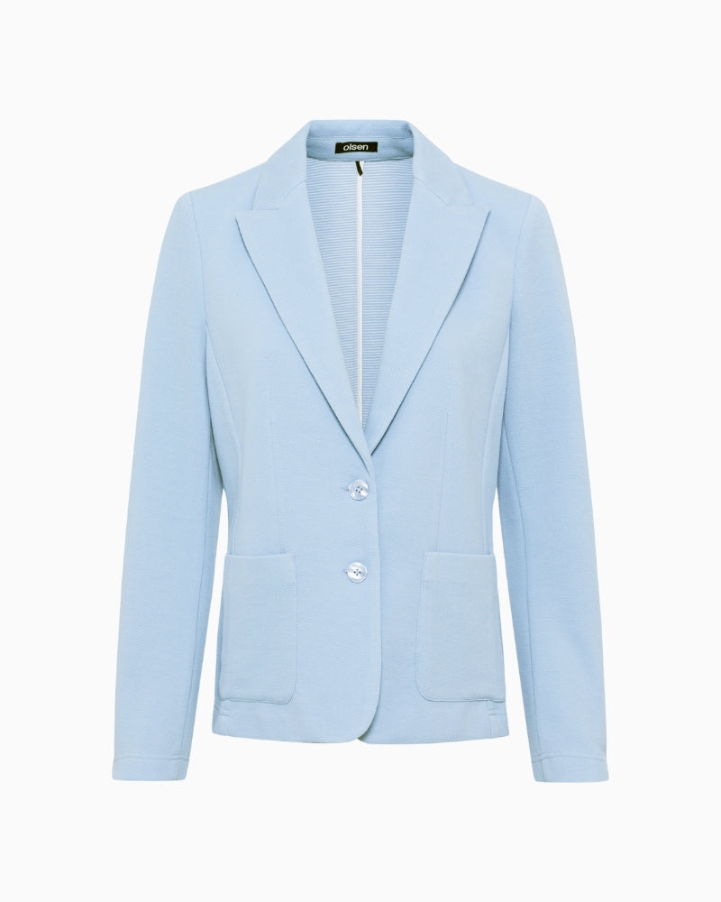 Olsen light blue blazer front view – Áines Boutique