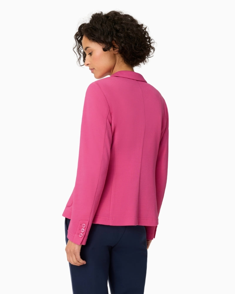 Olsen pink blazer back view worn by model – Áines Boutique