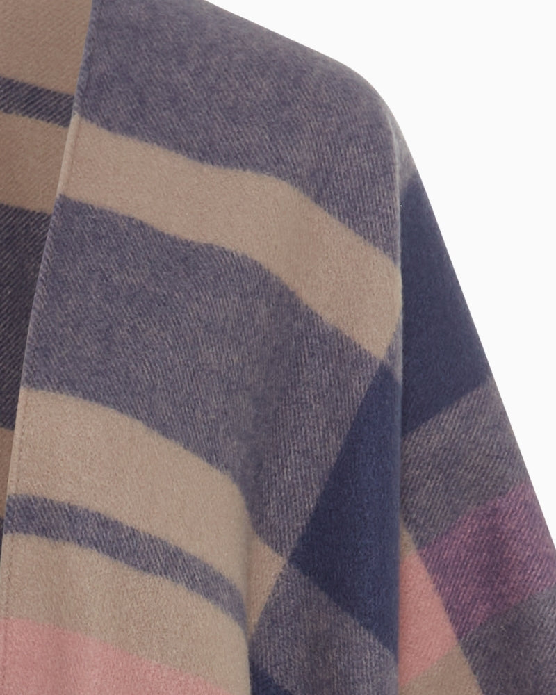 Close-up of scarf collar detail in soft polyester fabric