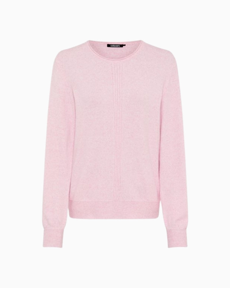 Olsen soft pink fine knit pullover front view – Áines Boutique