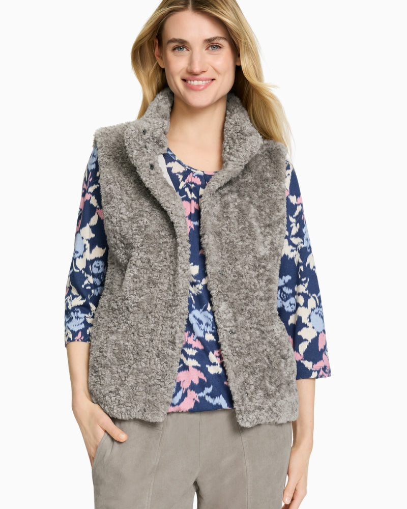 Olsen taupe sleeveless indoor vest in polyester