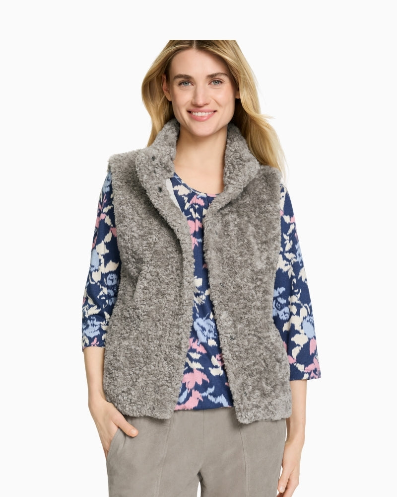 Olsen taupe sleeveless indoor vest in polyester