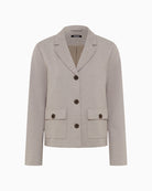 Front view of Olsen tailored lapel jacket with full-length sleeves