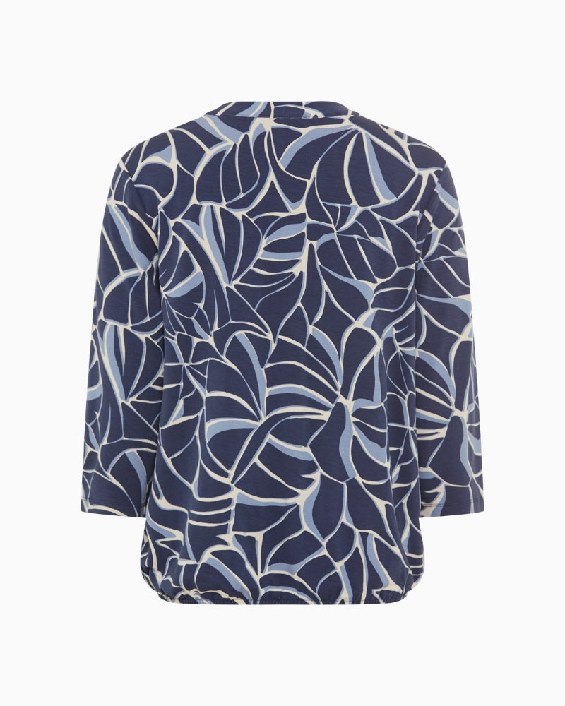 Back view of navy 3/4 sleeve T-shirt by Olsen