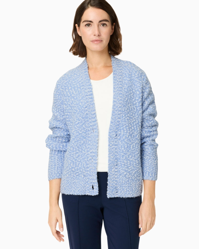 Olsen melange knit cardigan front view on woman – Áines Boutique