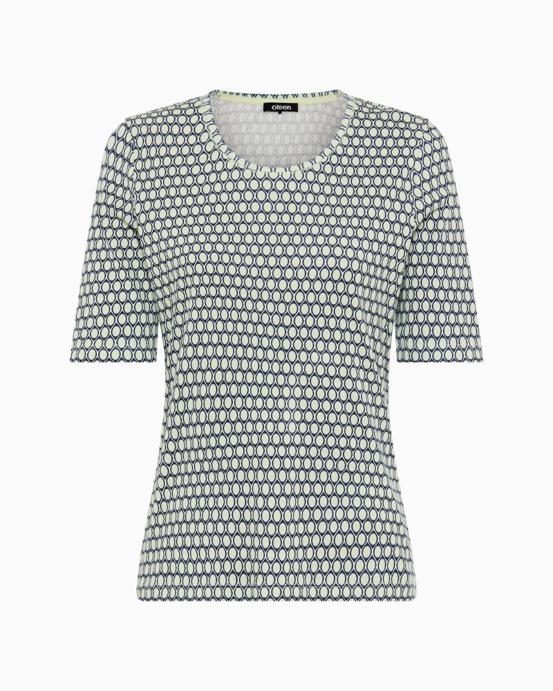 Olsen short sleeve printed T-shirt full front flat lay – Áines Boutique